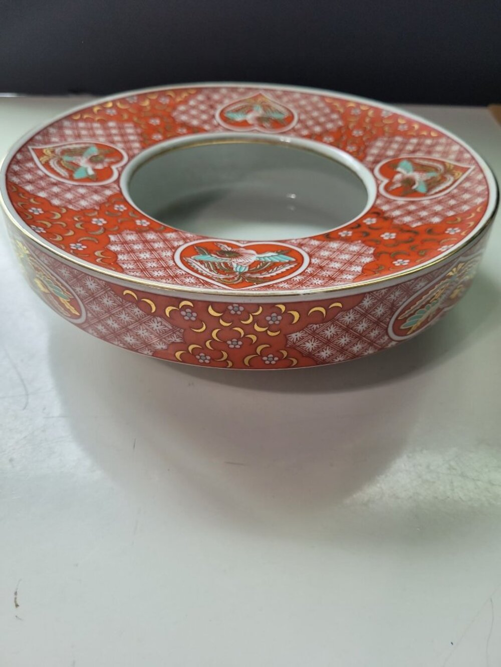 The Toscany Collection Arita Japan Porcelain Bowl Ashtray Red Gold Phoenix Desig - Picture 10 of 13